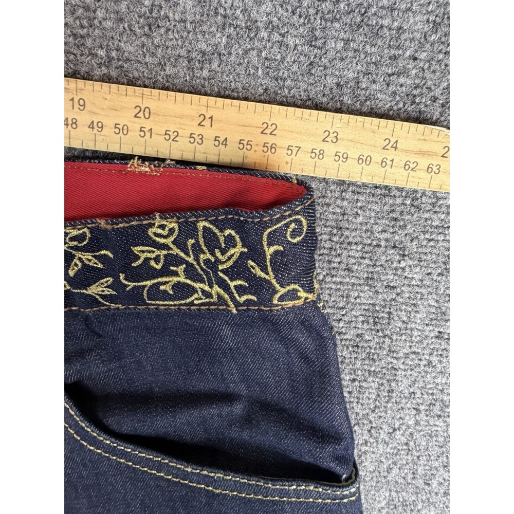 Crown Holder Men's Jeans 44x35 Embroidered Graphic Pockets Dark Wash Denim Flaw - Picture 11 of 13